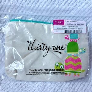 Thirty-One Mini  Zipper Pouch with Colorful Turtles